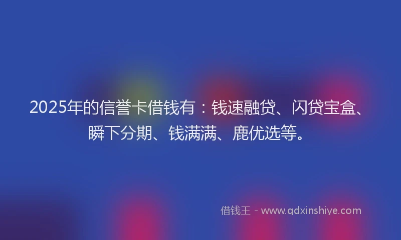 2025年的信誉卡借钱有：钱速融贷、闪贷宝盒、瞬下分期、钱满满、鹿优选等。