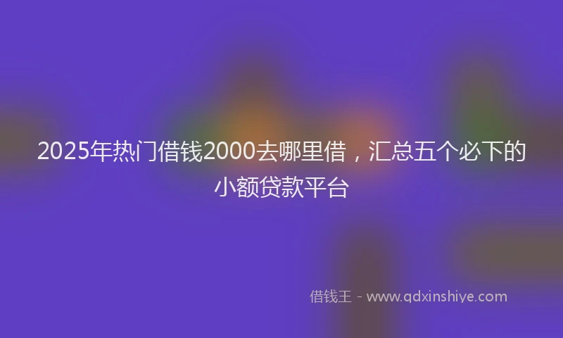 2025年热门借钱2000去哪里借，汇总五个必下的小额贷款平台
