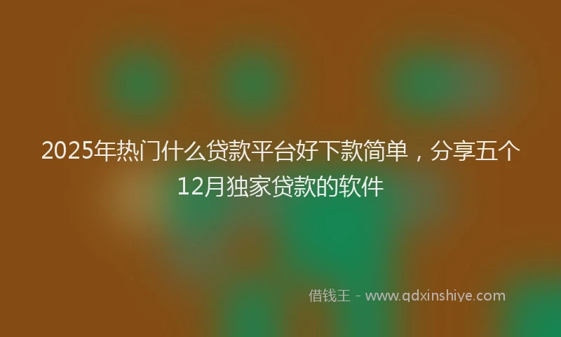 2025年热门什么贷款平台好下款简单,分享五个12月独家贷款的软件