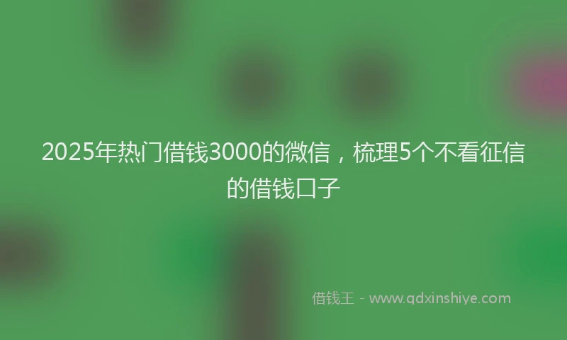 2025年热门借钱3000的微信，梳理5个不看征信的借钱口子
