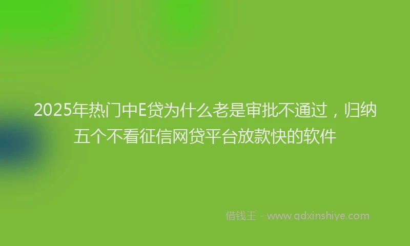 2025年热门中E贷为什么老是审批不通过，归纳五个不看征信网贷平台放款快的软件
