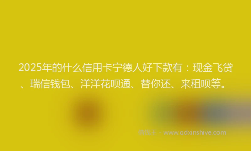 2025年的什么信用卡宁德人好下款有：现金飞贷、瑞信钱包、洋洋花呗通、替你还、来租呗等。