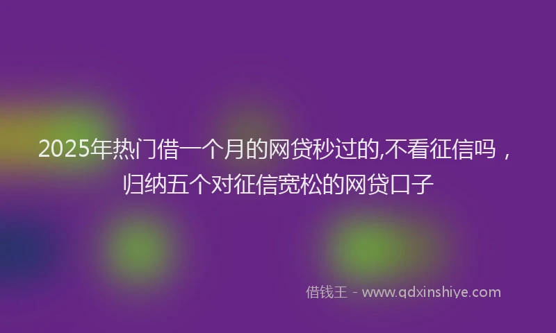 2025年热门借一个月的网贷秒过的,不看征信吗，归纳五个对征信宽松的网贷口子