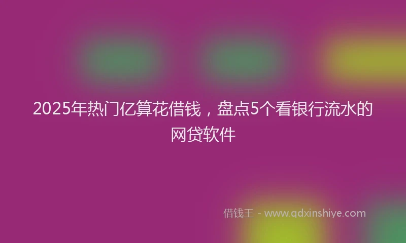 2025年热门亿算花借钱，盘点5个看银行流水的网贷软件