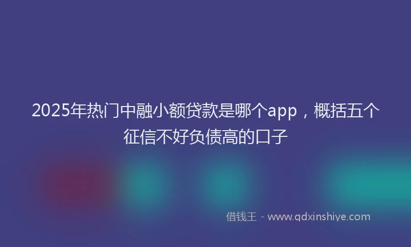 2025年热门中融小额贷款是哪个app，概括五个征信不好负债高的口子