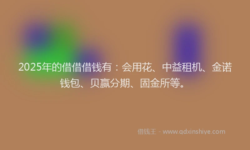 2025年的借借借钱有：会用花、中益租机、金诺钱包、贝赢分期、固金所等。