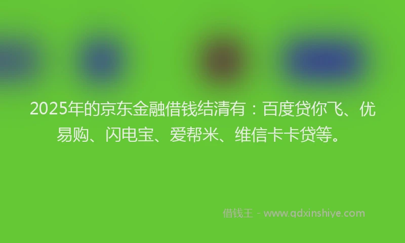 2025年的京东金融借钱结清有：百度贷你飞、优易购、闪电宝、爱帮米、维信卡卡贷等。
