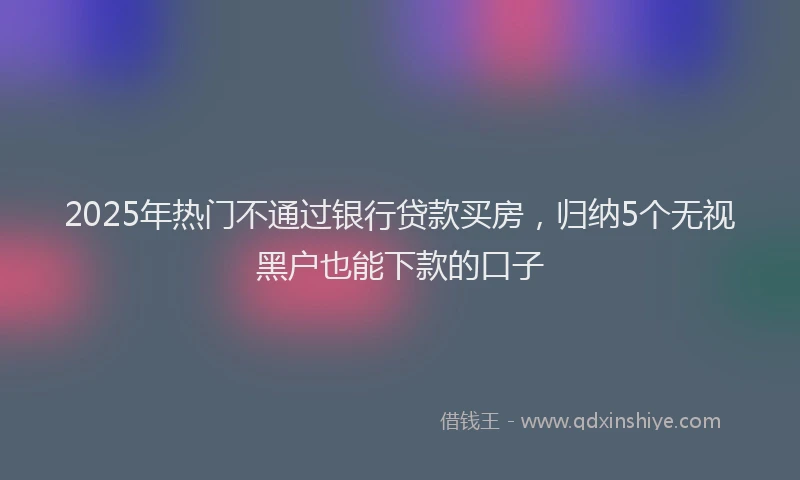 2025年热门不通过银行贷款买房，归纳5个无视黑户也能下款的口子