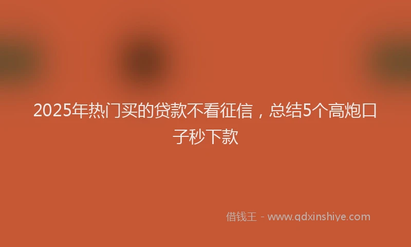 2025年热门买的贷款不看征信，总结5个高炮口子秒下款