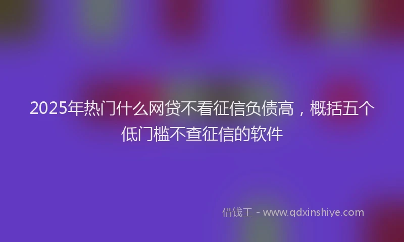 2025年热门什么网贷不看征信负债高，概括五个低门槛不查征信的软件