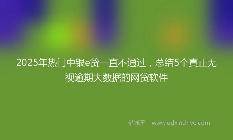 2025年热门中银e贷一直不通过，总结5个真正无视逾期大数据的网贷软件