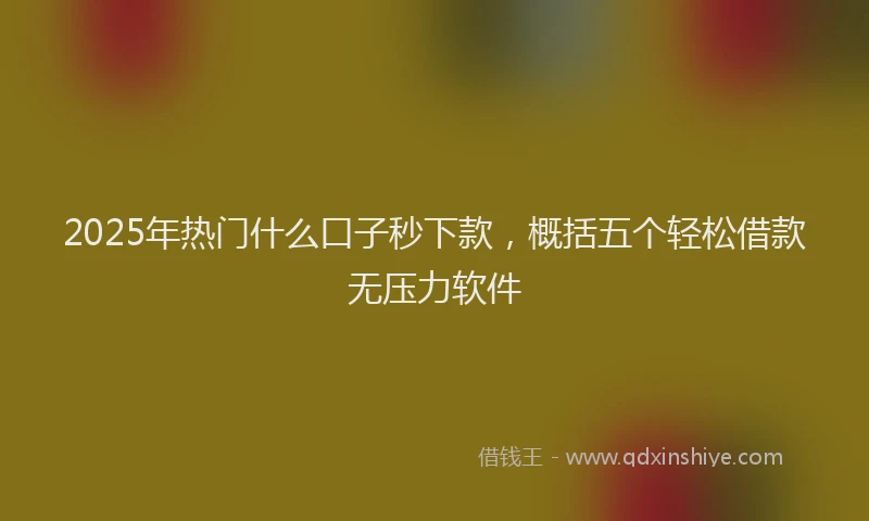 2025年热门什么口子秒下款，概括五个轻松借款无压力软件