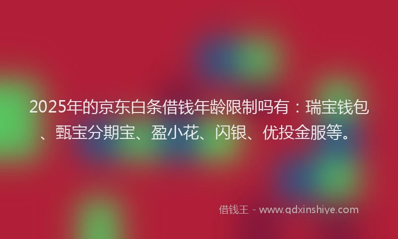 2025年的京东白条借钱年龄限制吗有：瑞宝钱包、甄宝分期宝、盈小花、闪银、优投金服等。