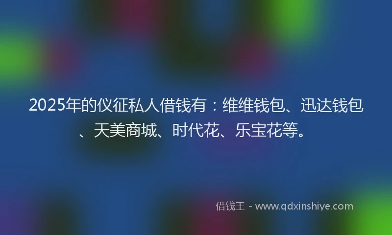 2025年的仪征私人借钱有：维维钱包、迅达钱包、天美商城、时代花、乐宝花等。