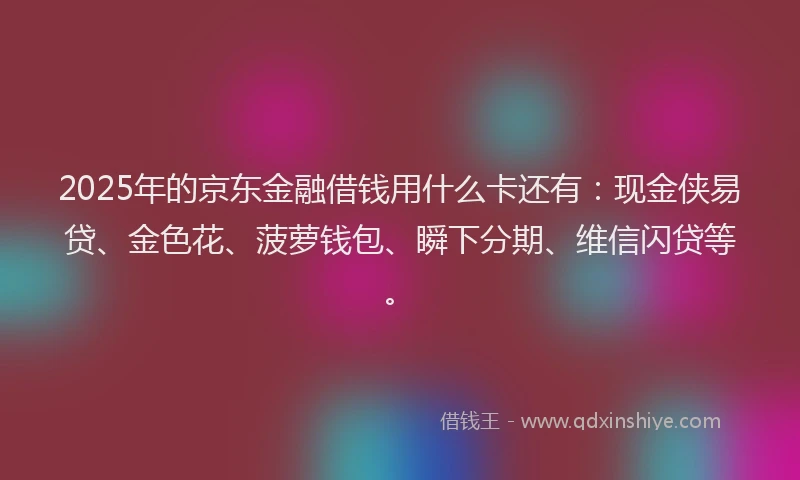 2025年的京东金融借钱用什么卡还有：现金侠易贷、金色花、菠萝钱包、瞬下分期、维信闪贷等。
