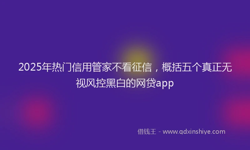 2025年热门信用管家不看征信，概括五个真正无视风控黑白的网贷app