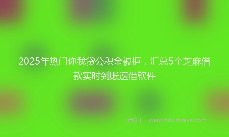 2025年热门你我贷公积金被拒，汇总5个芝麻借款实时到账速借软件