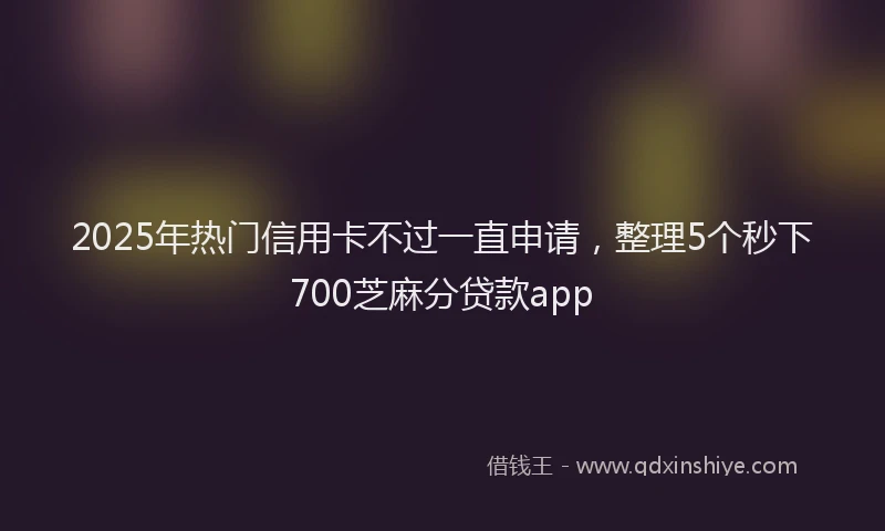 2025年热门信用卡不过一直申请，整理5个秒下700芝麻分贷款app