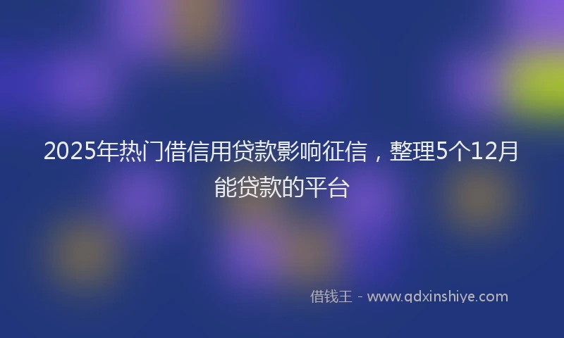 2025年热门借信用贷款影响征信，整理5个12月能贷款的平台