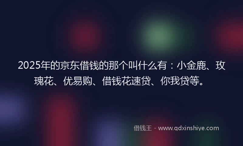 2025年的京东借钱的那个叫什么有：小金鹿、玫瑰花、优易购、借钱花速贷、你我贷等。