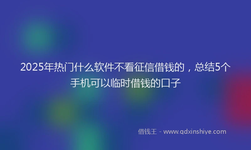 2025年热门什么软件不看征信借钱的，总结5个手机可以临时借钱的口子