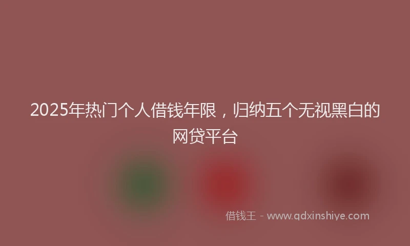 2025年热门个人借钱年限，归纳五个无视黑白的网贷平台