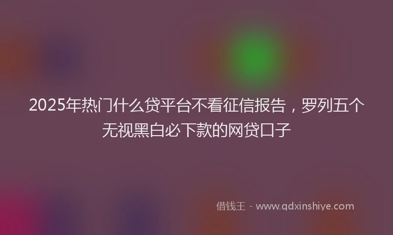 2025年热门什么贷平台不看征信报告，罗列五个无视黑白必下款的网贷口子