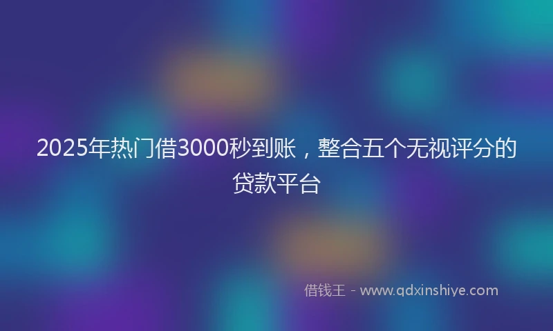 2025年热门借3000秒到账，整合五个无视评分的贷款平台