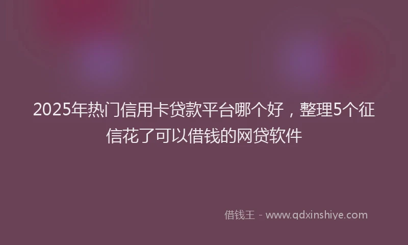 2025年热门信用卡贷款平台哪个好，整理5个征信花了可以借钱的网贷软件