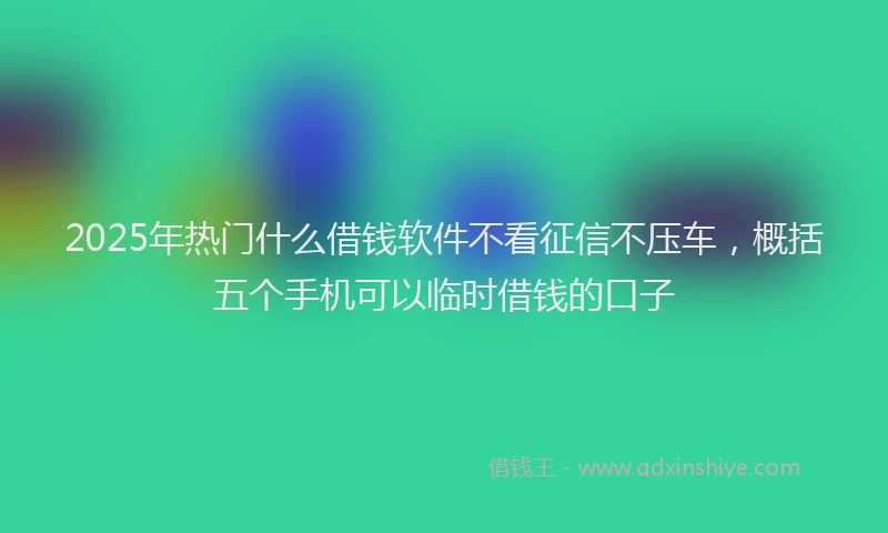 2025年热门什么借钱软件不看征信不压车，概括五个手机可以临时借钱的口子