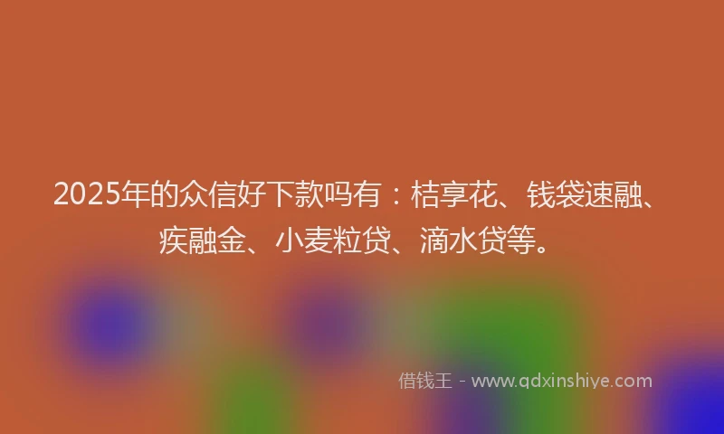 2025年的众信好下款吗有：桔享花、钱袋速融、疾融金、小麦粒贷、滴水贷等。