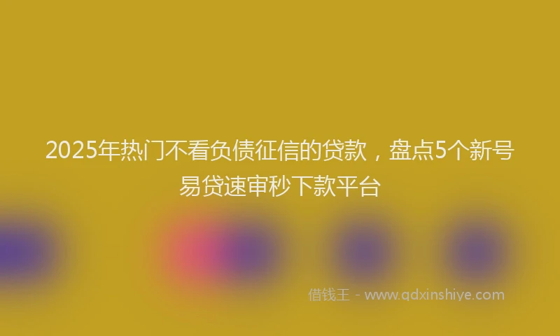 2025年热门不看负债征信的贷款，盘点5个新号易贷速审秒下款平台