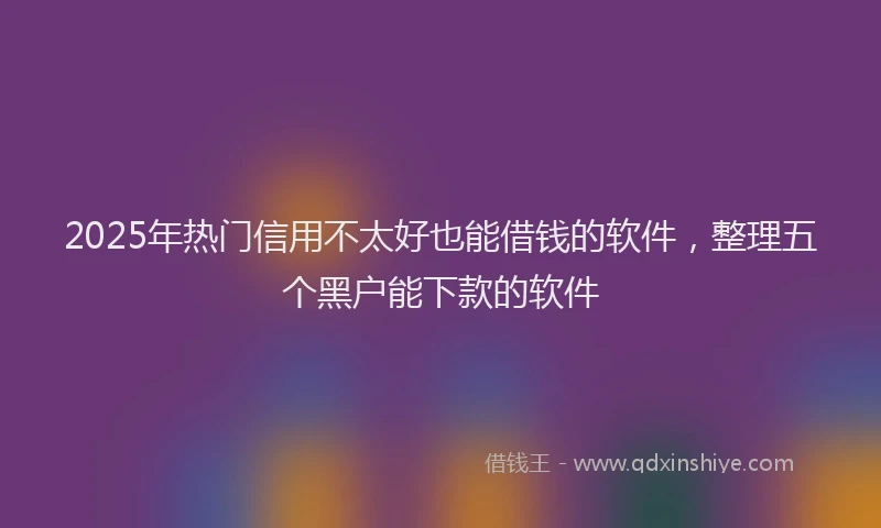 2025年热门信用不太好也能借钱的软件，整理五个黑户能下款的软件
