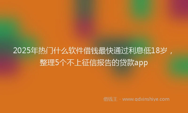 2025年热门什么软件借钱最快通过利息低18岁，整理5个不上征信报告的贷款app