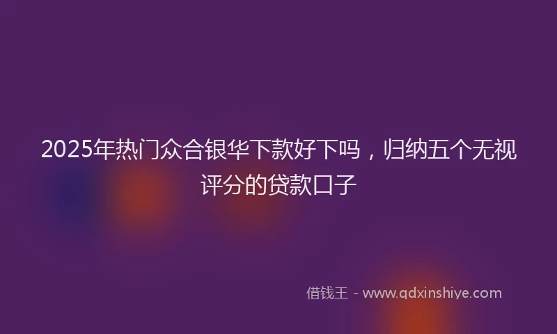 2025年热门众合银华下款好下吗，归纳五个无视评分的贷款口子