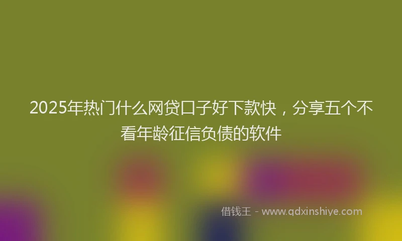 2025年热门什么网贷口子好下款快，分享五个不看年龄征信负债的软件