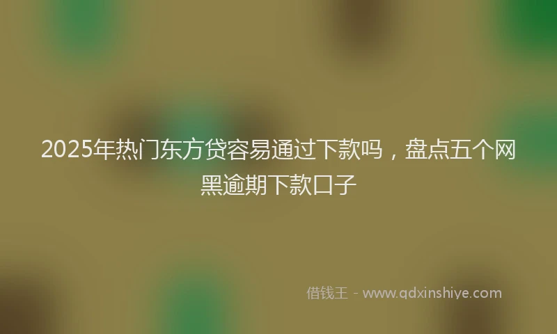 2025年热门东方贷容易通过下款吗，盘点五个网黑逾期下款口子