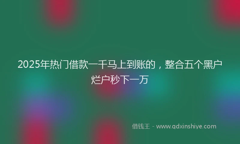 2025年热门借款一千马上到账的，整合五个黑户烂户秒下一万