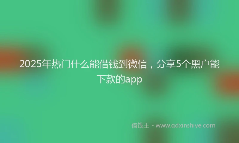 2025年热门什么能借钱到微信，分享5个黑户能下款的app