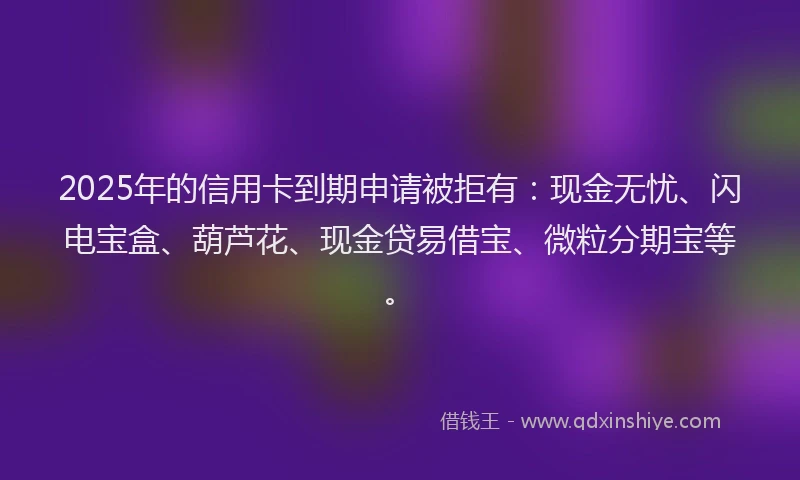 2025年的信用卡到期申请被拒有：现金无忧、闪电宝盒、葫芦花、现金贷易借宝、微粒分期宝等。