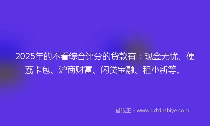 2025年的不看综合评分的贷款有：现金无忧、便荔卡包、沪商财富、闪贷宝融、租小新等。