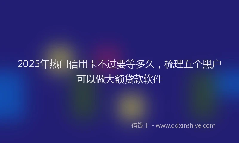2025年热门信用卡不过要等多久，梳理五个黑户可以做大额贷款软件