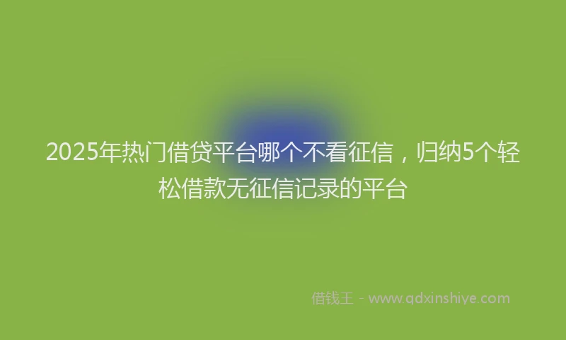 2025年热门借贷平台哪个不看征信，归纳5个轻松借款无征信记录的平台