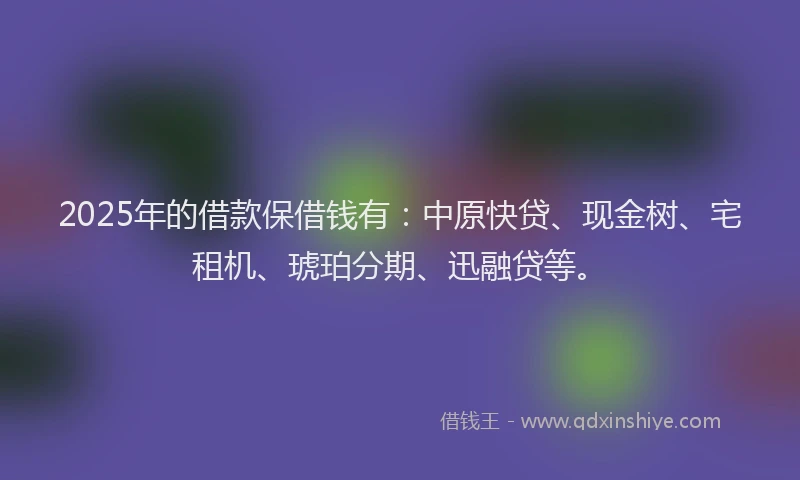 2025年的借款保借钱有：中原快贷、现金树、宅租机、琥珀分期、迅融贷等。