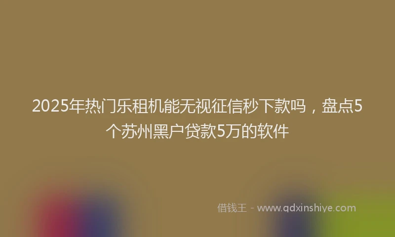 2025年热门乐租机能无视征信秒下款吗，盘点5个苏州黑户贷款5万的软件