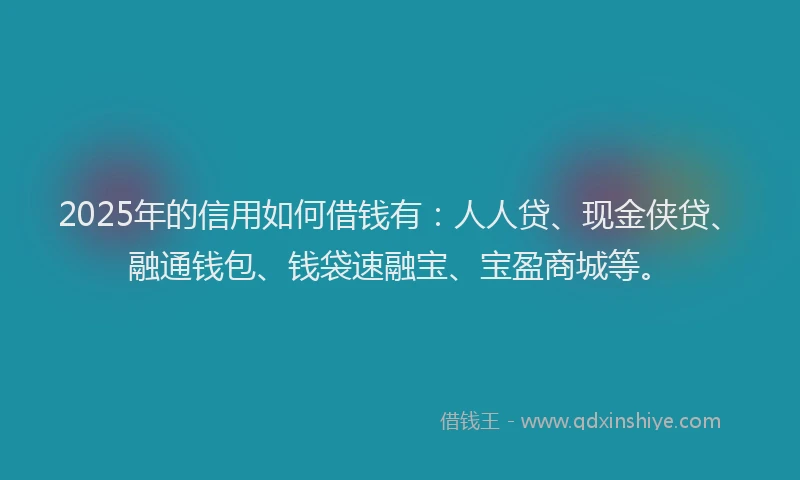 2025年的信用如何借钱有：人人贷、现金侠贷、融通钱包、钱袋速融宝、宝盈商城等。