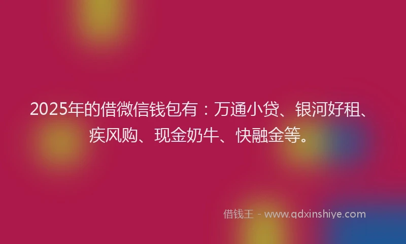 2025年的借微信钱包有：万通小贷、银河好租、疾风购、现金奶牛、快融金等。