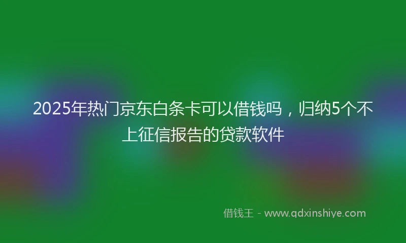 2025年热门京东白条卡可以借钱吗，归纳5个不上征信报告的贷款软件
