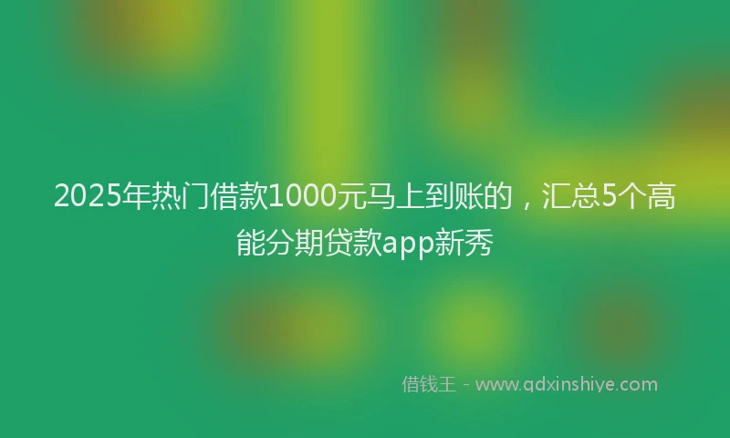 2025年热门借款1000元马上到账的，汇总5个高能分期贷款app新秀