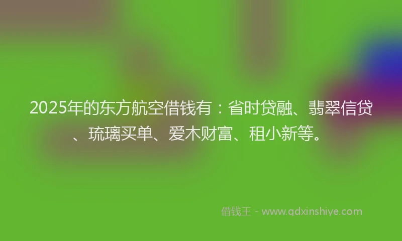 2025年的东方航空借钱有:省时贷融、翡翠信贷、琉璃买单、爱木财富、租小新等。
